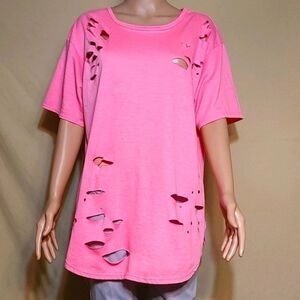 Hype+ pink slashed tshirt